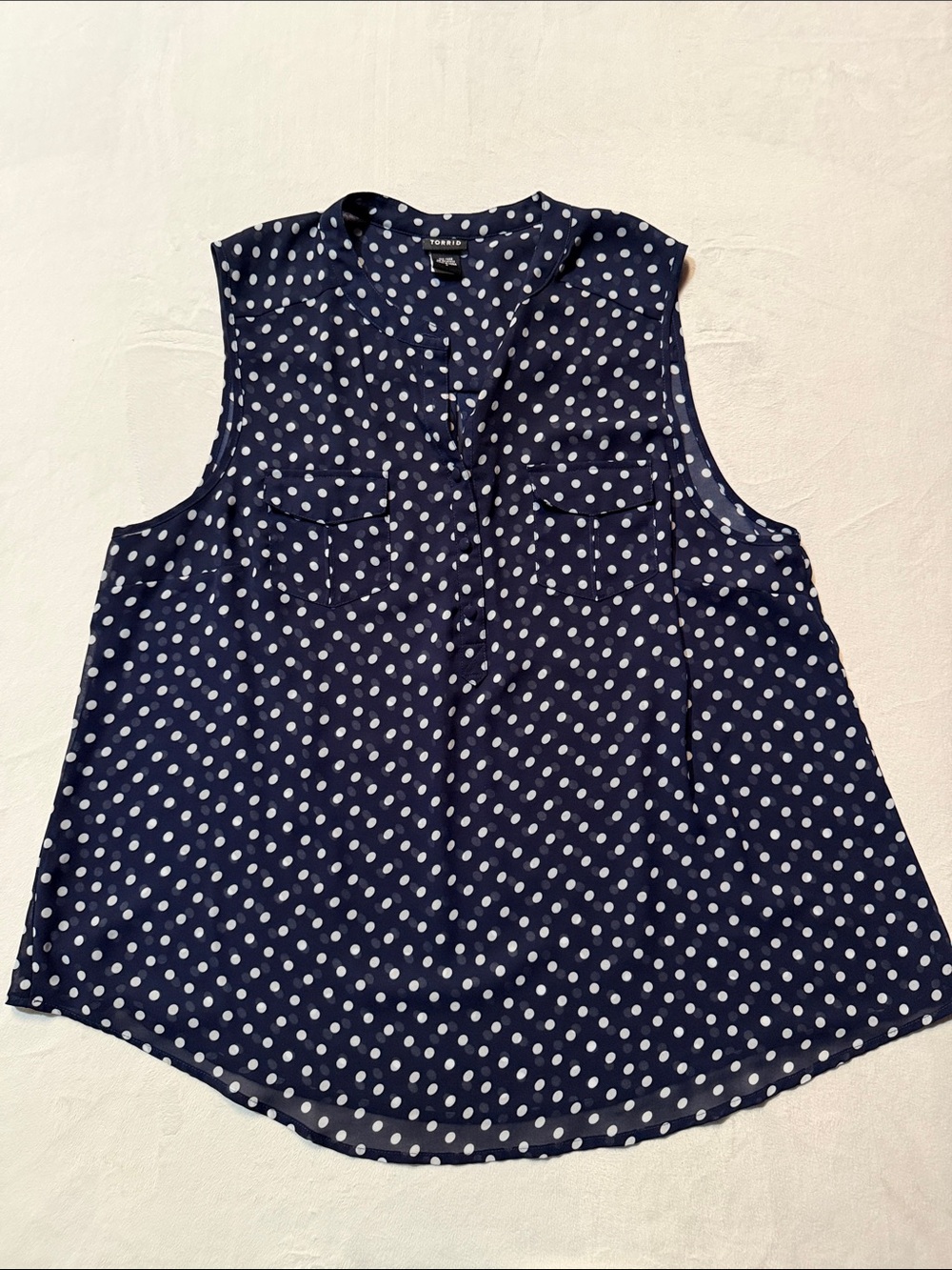 torrid Navy and White Polka Dot Sleeveless Camisole sheer
